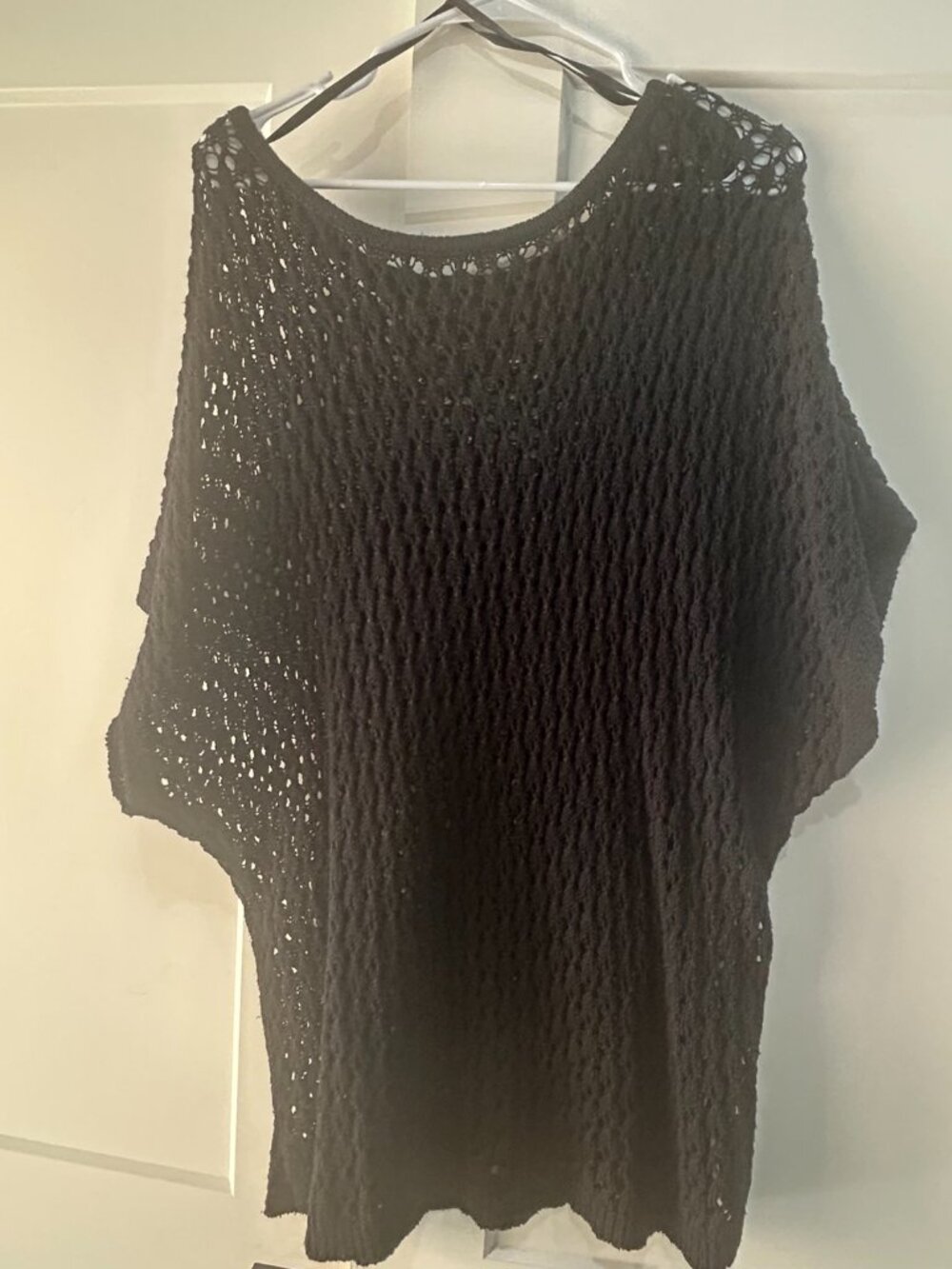 Lane Bryant Black Open Knit Crochet Sweater Top Size 14/16